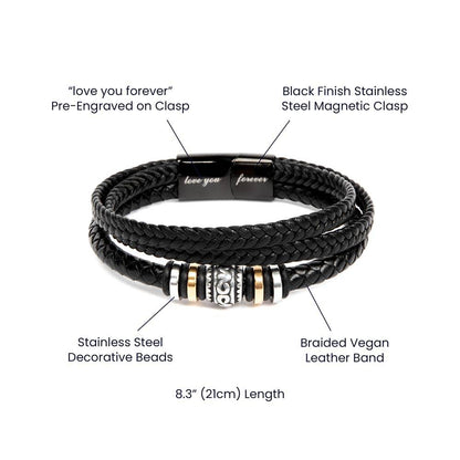 Forever Love Vegan Leather Bracelet For Husband - Shopping Therapy, LLC Jewelry