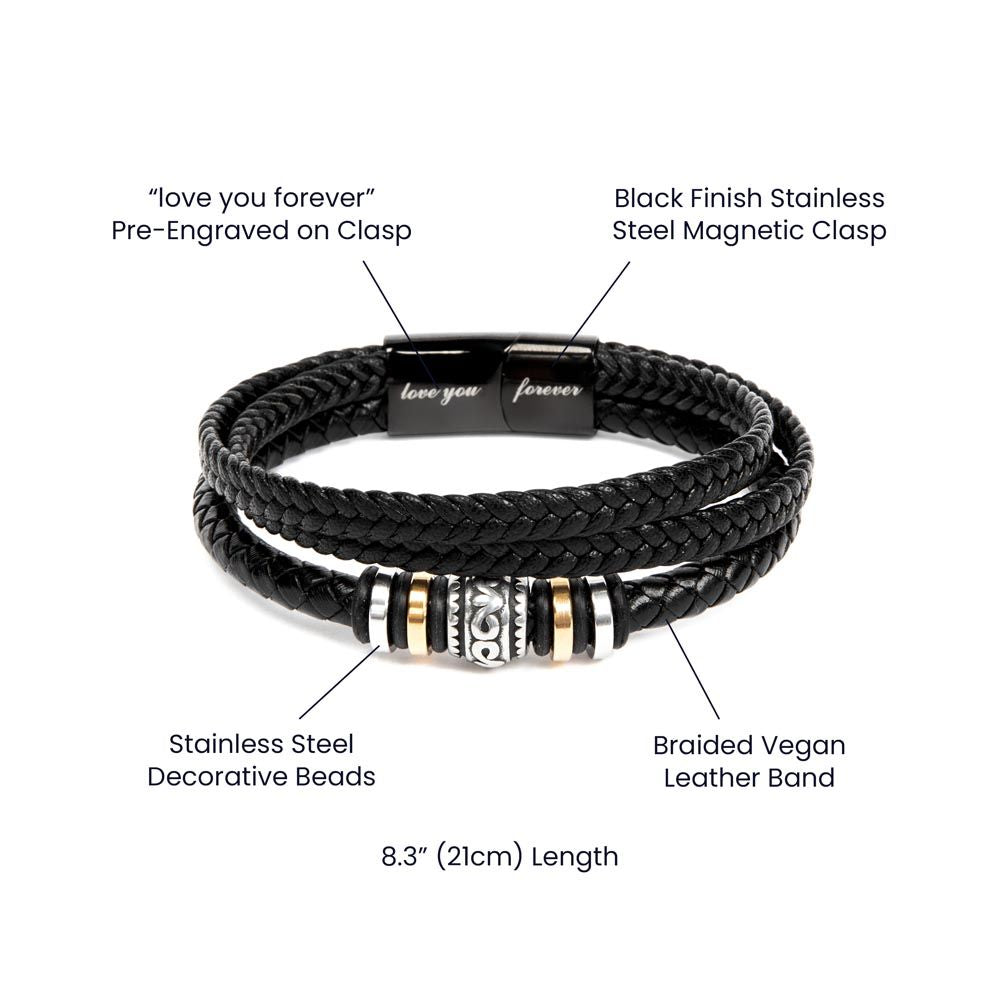 In Your Arms Men's Vegan Leather Bracelet For Dad - Shopping Therapy, LLC Jewelry