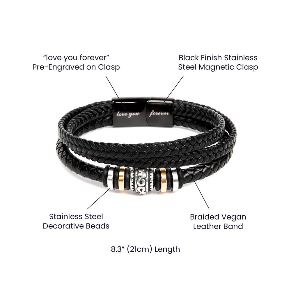 Moments Spent With You-Vegan Leather Bracelet For Men - Shopping Therapy Jewelry