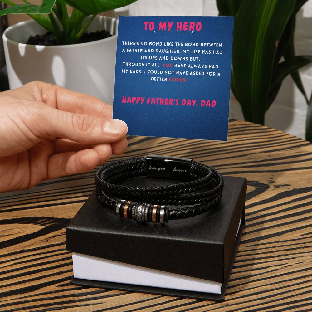 To My Hero Braided Vegan Leather Bracelet