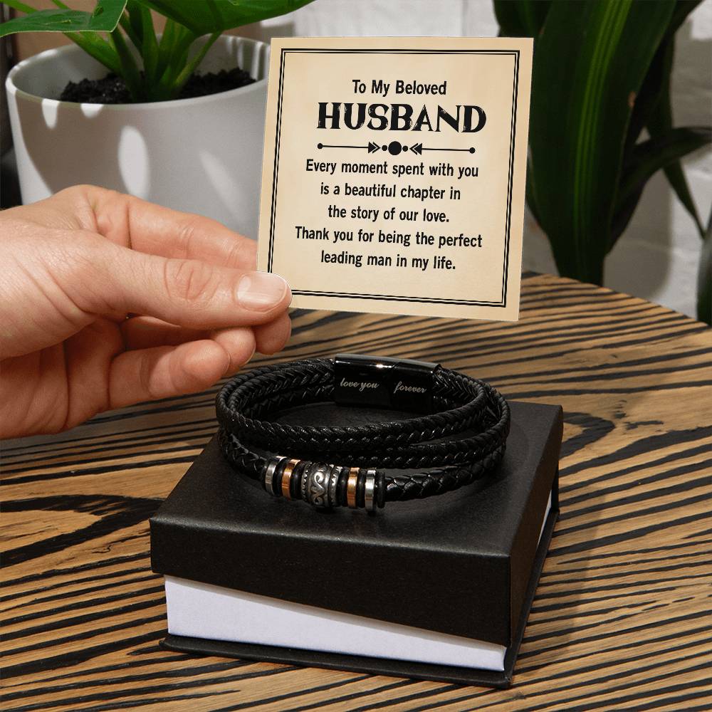 Moments Spent With You-Vegan Leather Bracelet For Men - Shopping Therapy Two Tone Box Jewelry