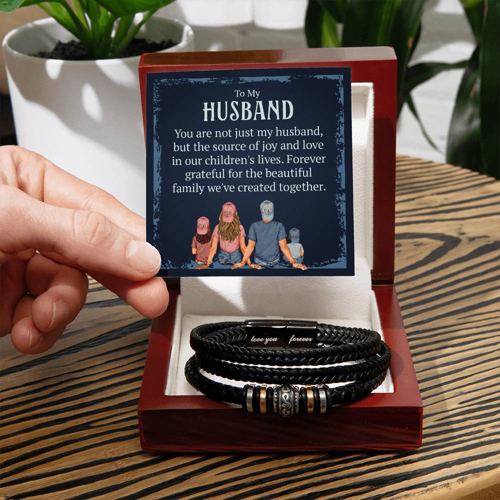 Forever Love Vegan Leather Bracelet For Husband - Shopping Therapy Luxury Box w/LED Jewelry