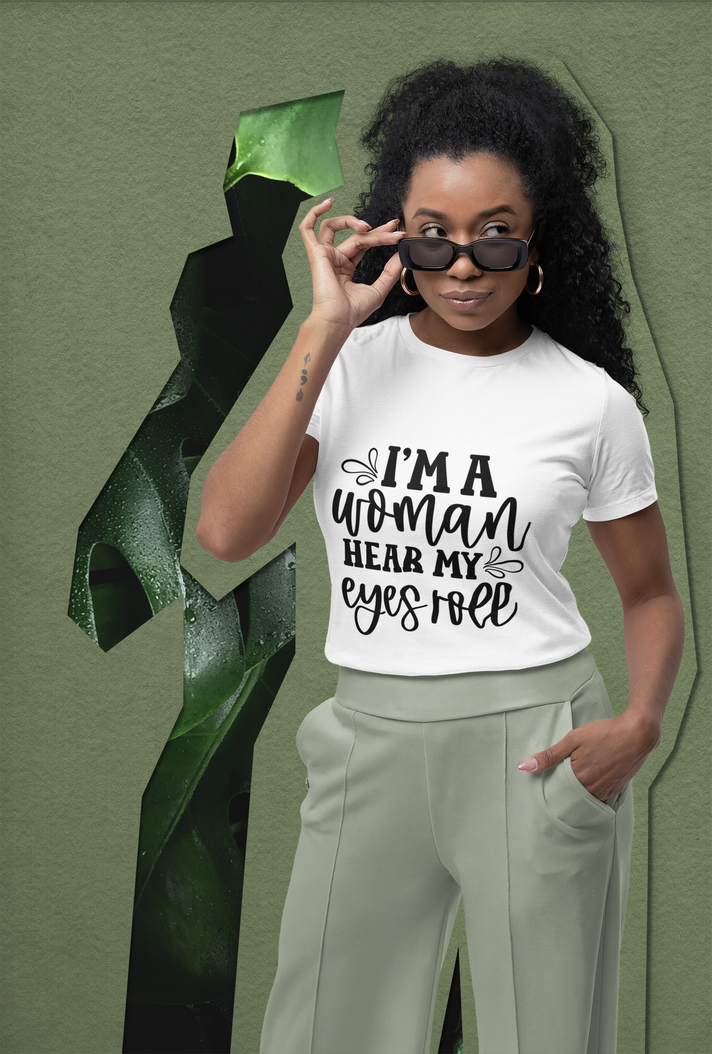 I Am Woman. Hear My Eyes Roll Graphic Print T-Shirt - Empowering & Sarcastic