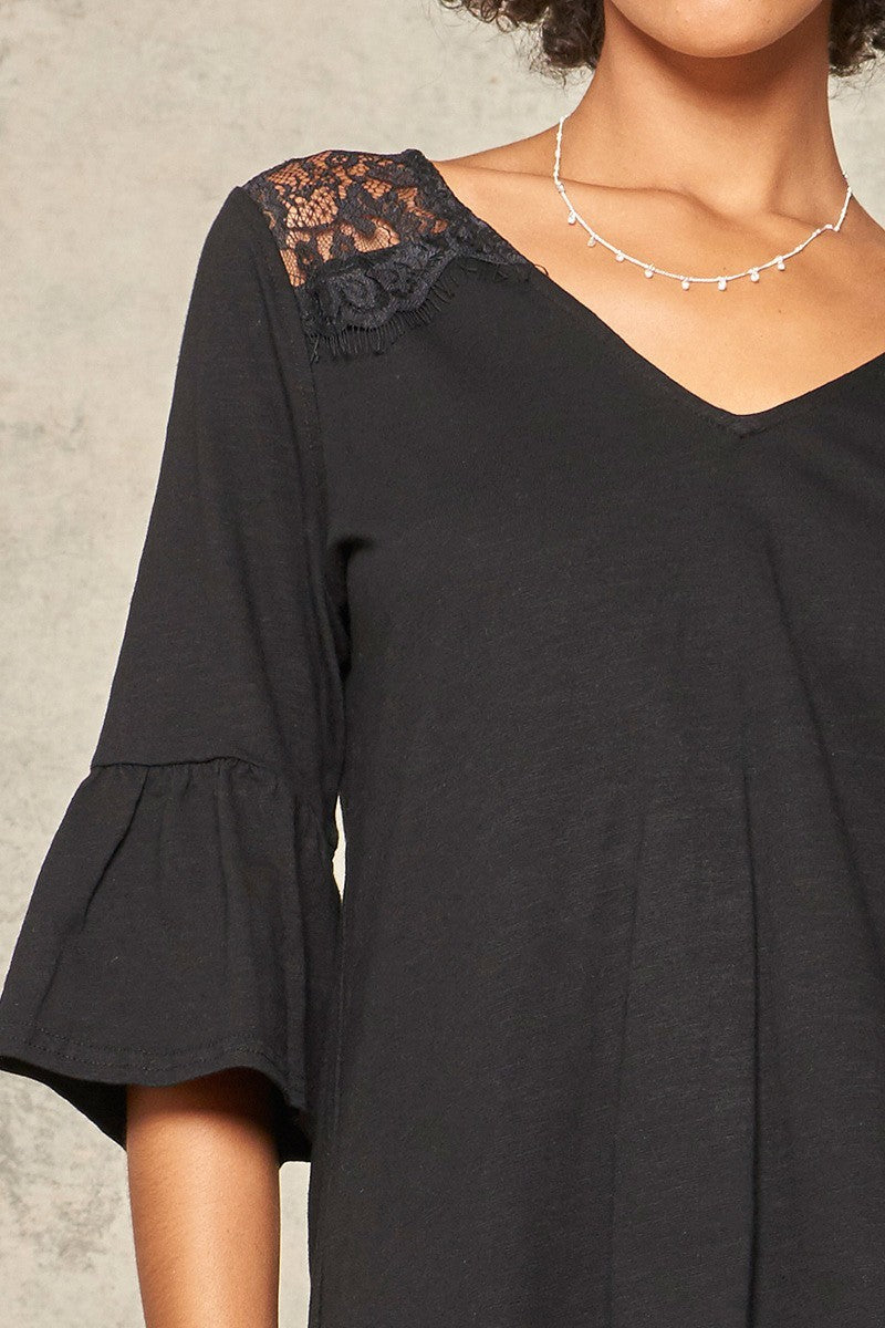 Black V-Neck Top - Shopping Therapy L Tops