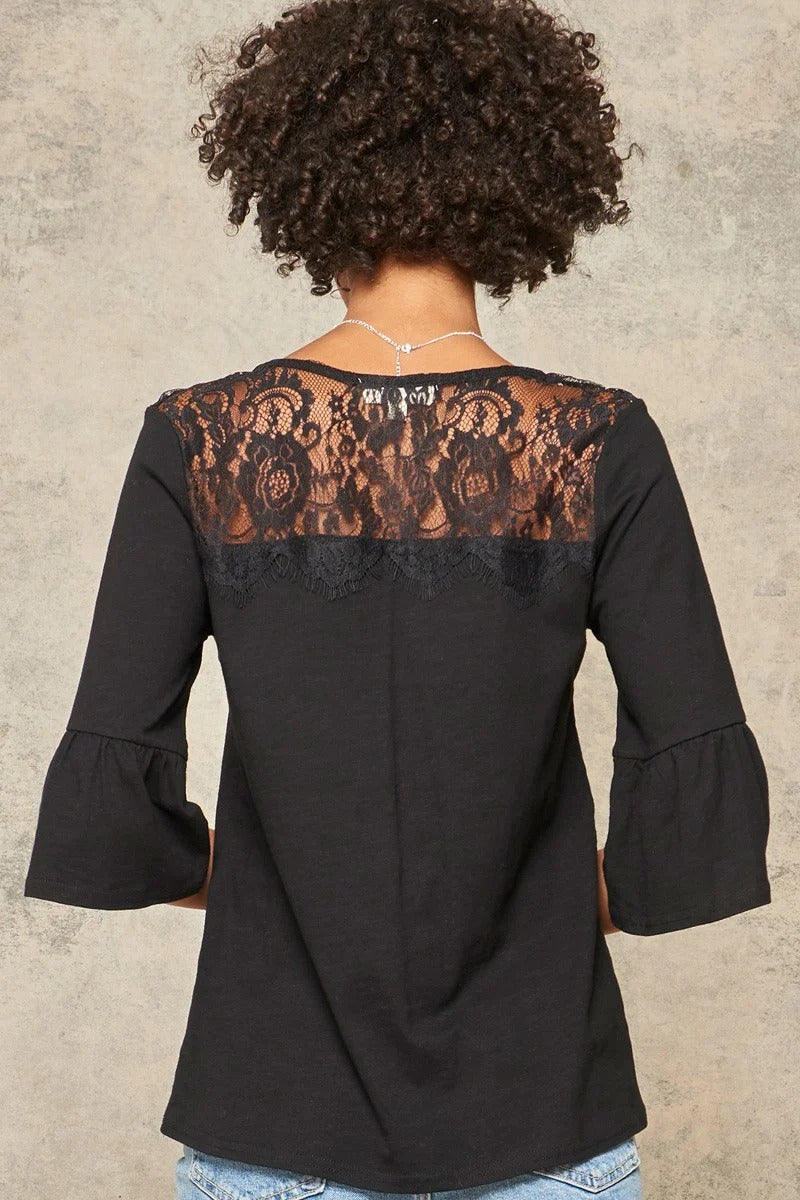 Black V-Neck Top - Shopping Therapy M Tops