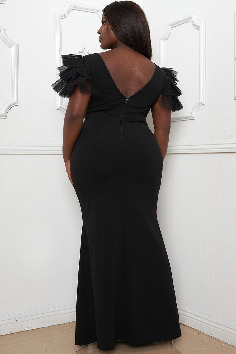 Black Maxi Plus Size Tulle Dress - Shopping Therapy, LLC 