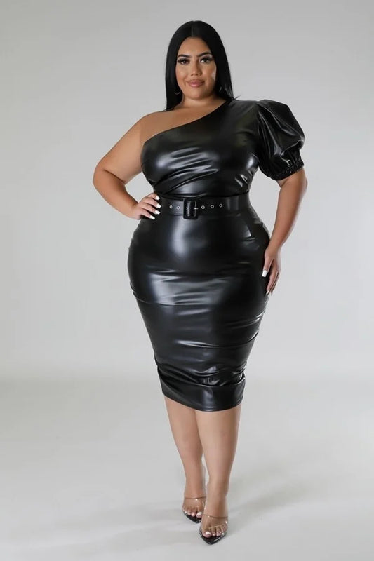 Black Bodycon Faux Leather Dress - Shopping Therapy, LLC Dress