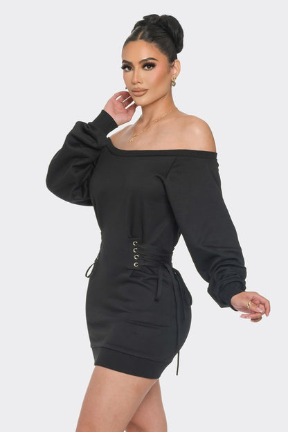 Off-The-Shoulder Black Mini Dress - Shopping Therapy, LLC Mini Dresses