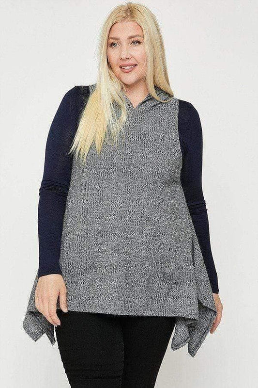 Ash Gray Plus Size Sleeveless Vest - Shopping Therapy, LLC vest