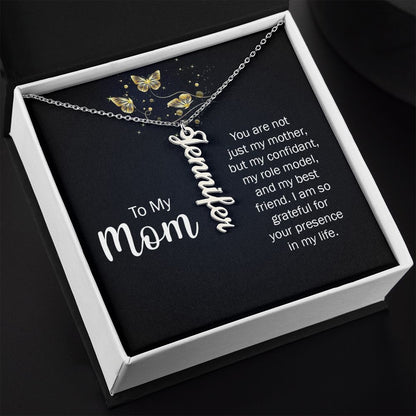 You Are Not Just My Mother Vertical Name Necklace - Shopping Therapy, LLC Jewelry
