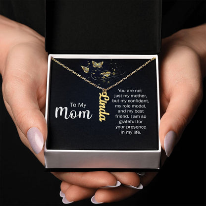 You Are Not Just My Mother Vertical Name Necklace - Shopping Therapy, LLC Jewelry