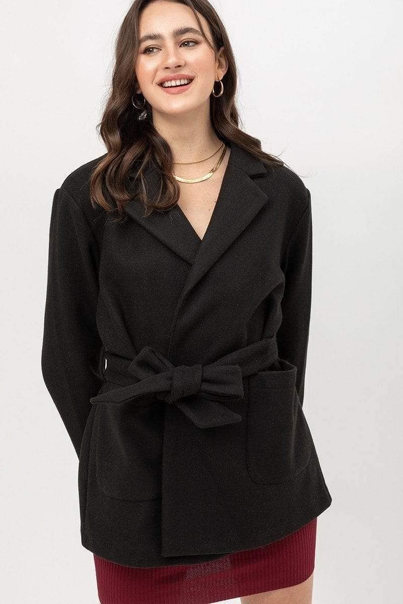 Black Long Sleeve Fleece Coat - Shopping Therapy, LLC Coat