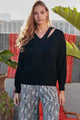 Black Long Sleeve V-Neck Sweater