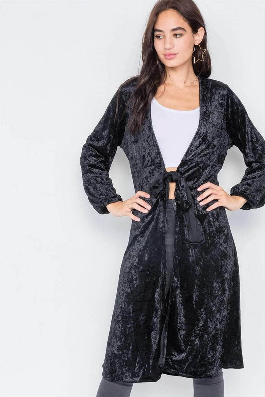 Black Long Sleeve Velvet Jacket - Shopping Therapy, LLC Jacket