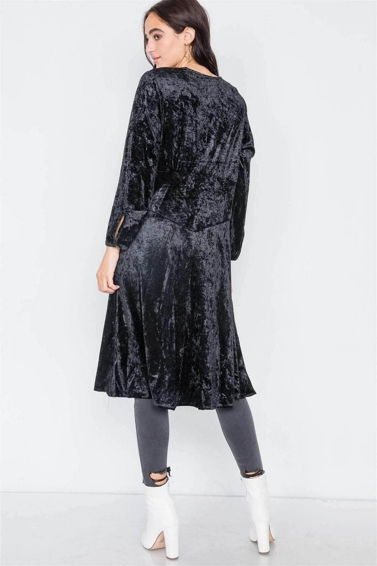 Black Long Sleeve Velvet Jacket - Shopping Therapy Jacket