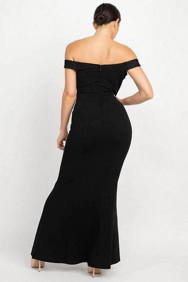 Black Off The Shoulder Maxi Mermaid Dress - Shopping Therapy L Dress