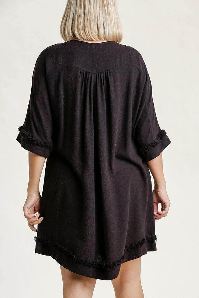 Black Plus Size 3/4 Sleeve T-Shirt Dress - Shopping Therapy, LLC Dress