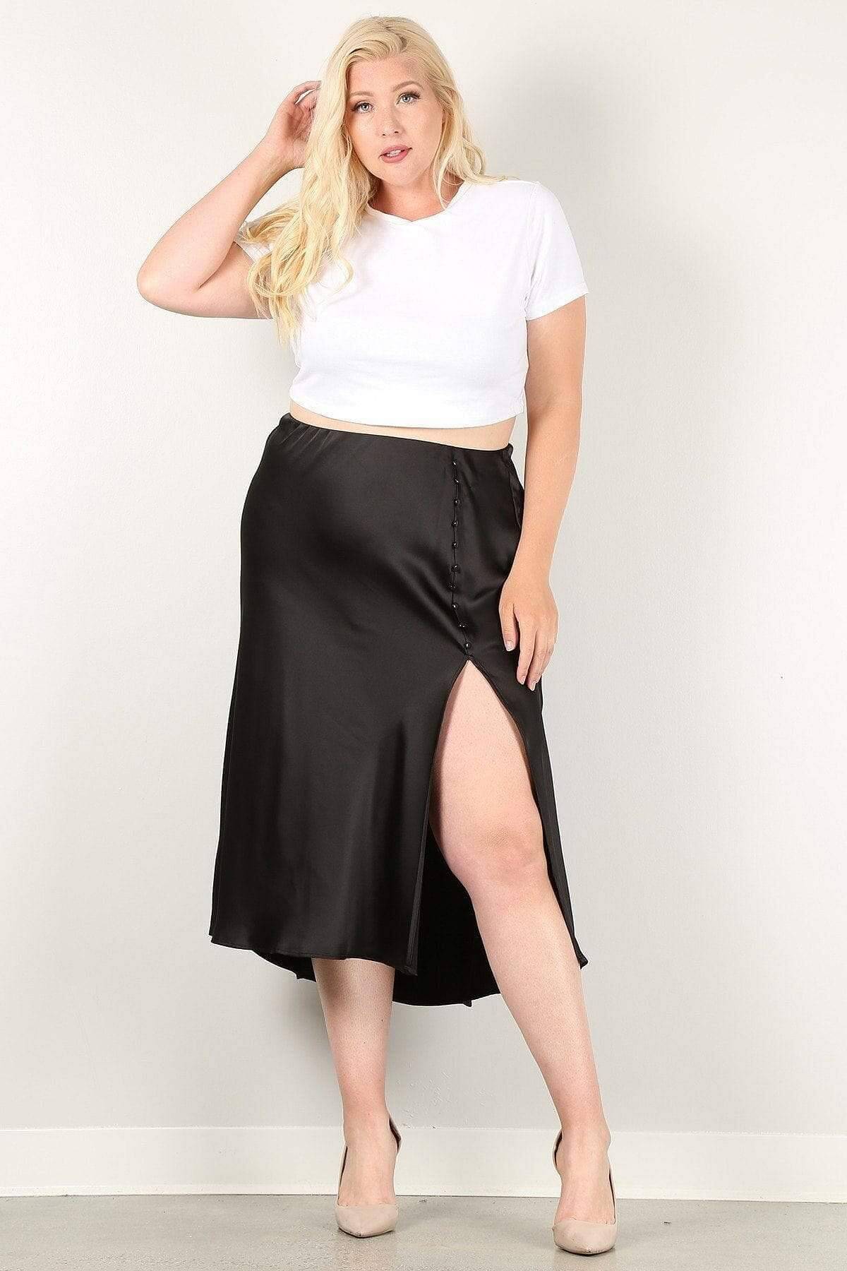 Black Plus Size Midi Skirt - Shopping Therapy, LLC skirt