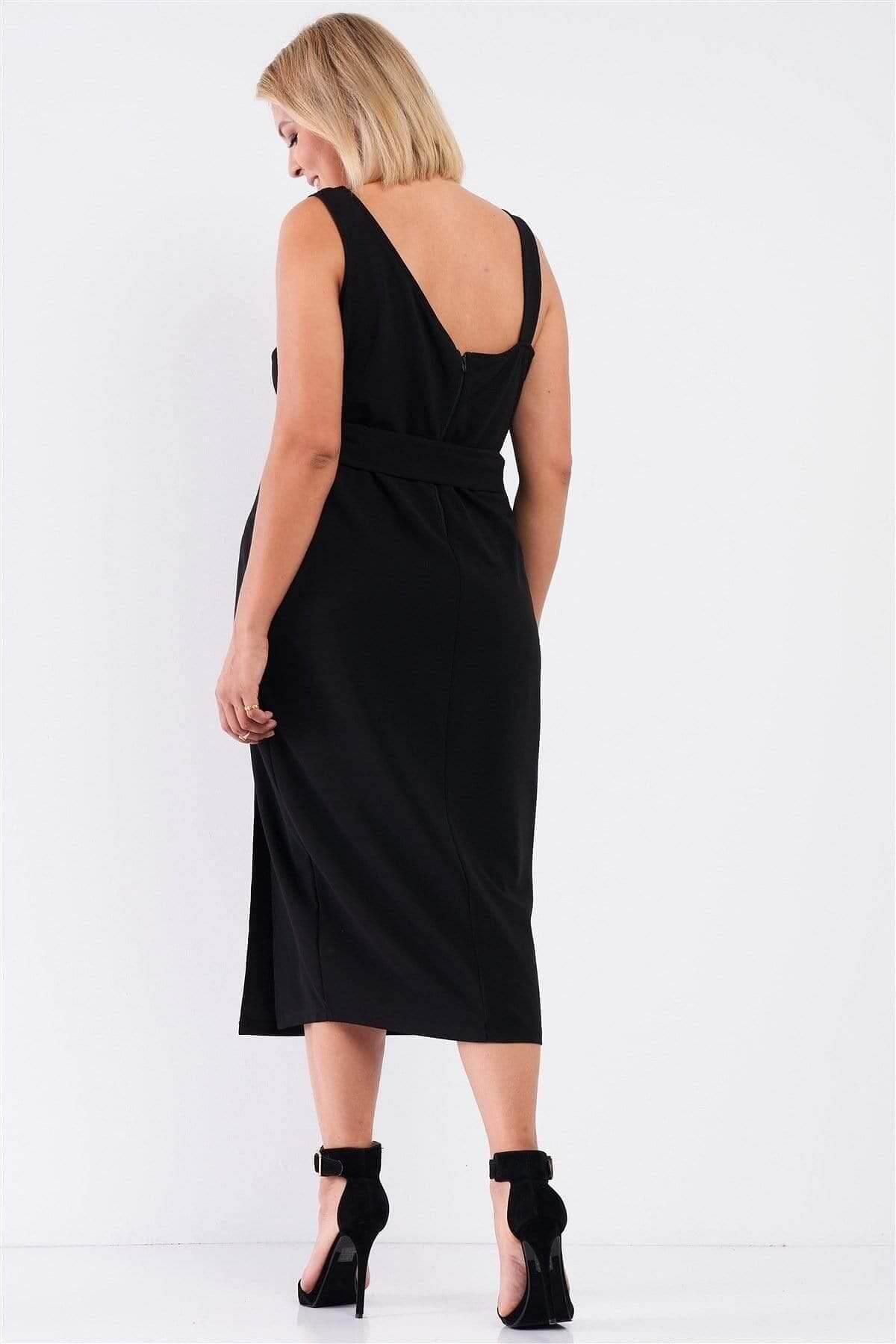 Black Plus Size Sleeveless Midi Dress