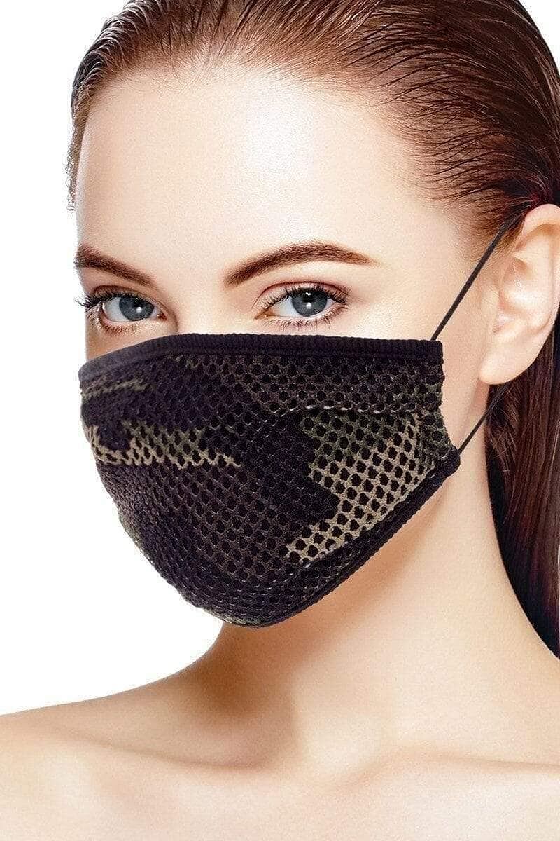 Black Reusable Mesh Face Mask - Shopping Therapy Camouflage Masks