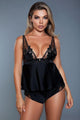 Black Satin Cami Lingerie Set