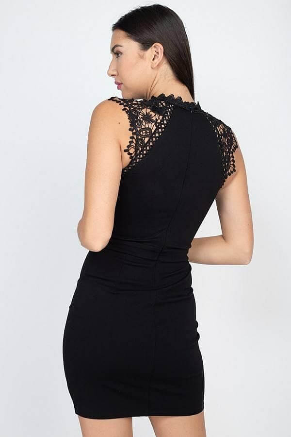 Black Sleeveless Lace Mini Dress - Shopping Therapy S Dress
