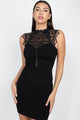 Black Sleeveless Lace Mini Dress