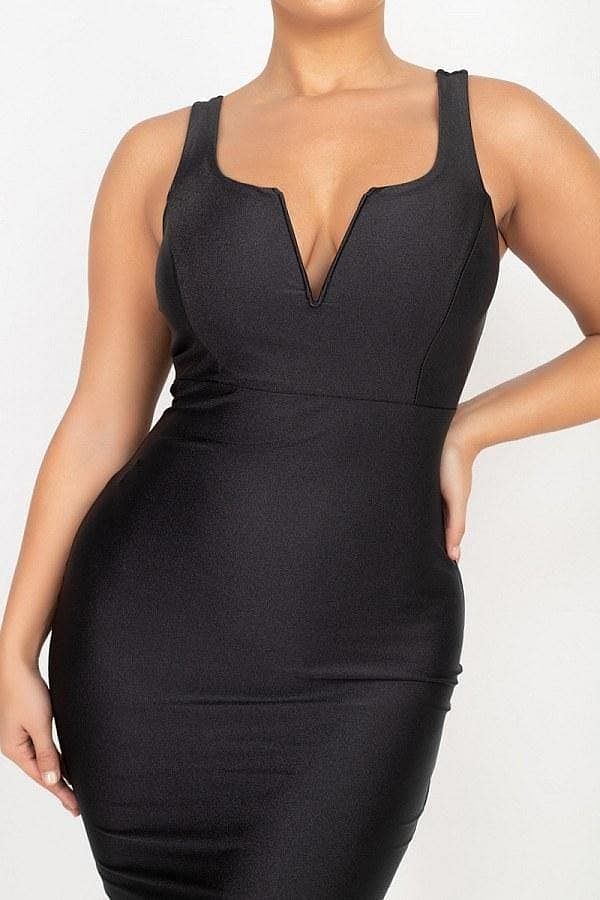 Black Sleeveless Satin Dress - Shopping Therapy, LLC Dress