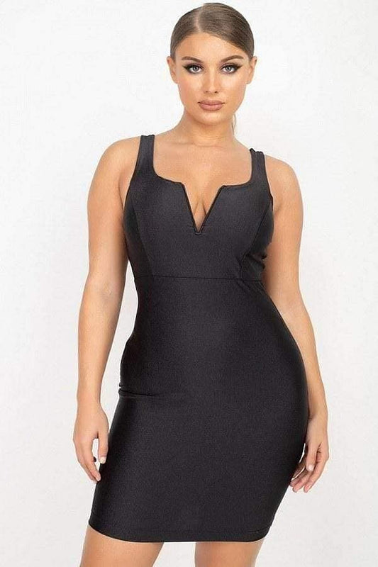Black Sleeveless Satin Bodycon Mini Dress - Shopping Therapy S Dress