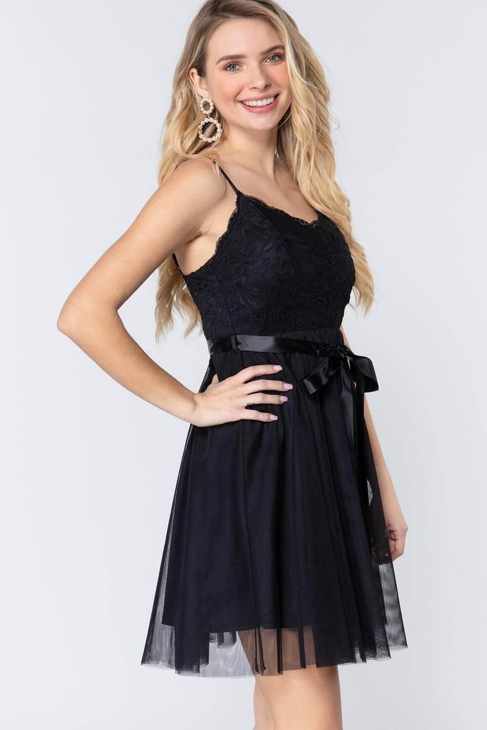 Black Lace Mini Dress - Shopping Therapy, LLC Dress