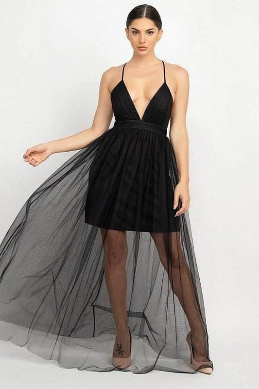 Black Spaghetti Strap Lace Mini Dress - Shopping Therapy, LLC Dress