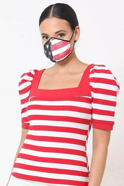 Black Stars And Stripes Reusable Face Mask - Shopping Therapy, LLC Masks