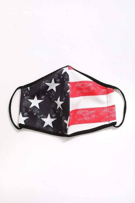 Black Stars And Stripes Reusable Face Mask - Shopping Therapy, LLC Masks