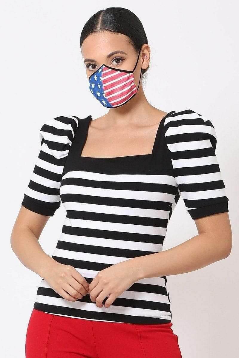 Blue Stars And Stripes Reusable Face Mask - Shopping Therapy Blue flag Masks