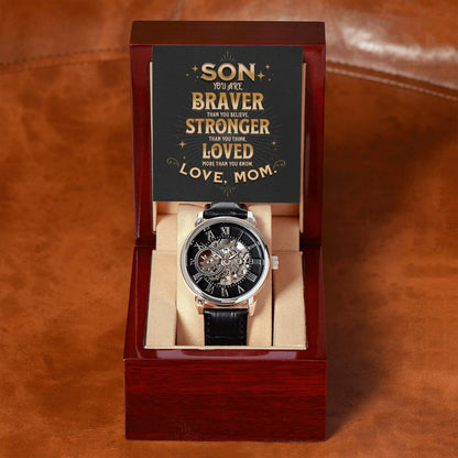 Braver Stronger Loved-Men's Openwork Watch - Shopping Therapy, LLC Men watches