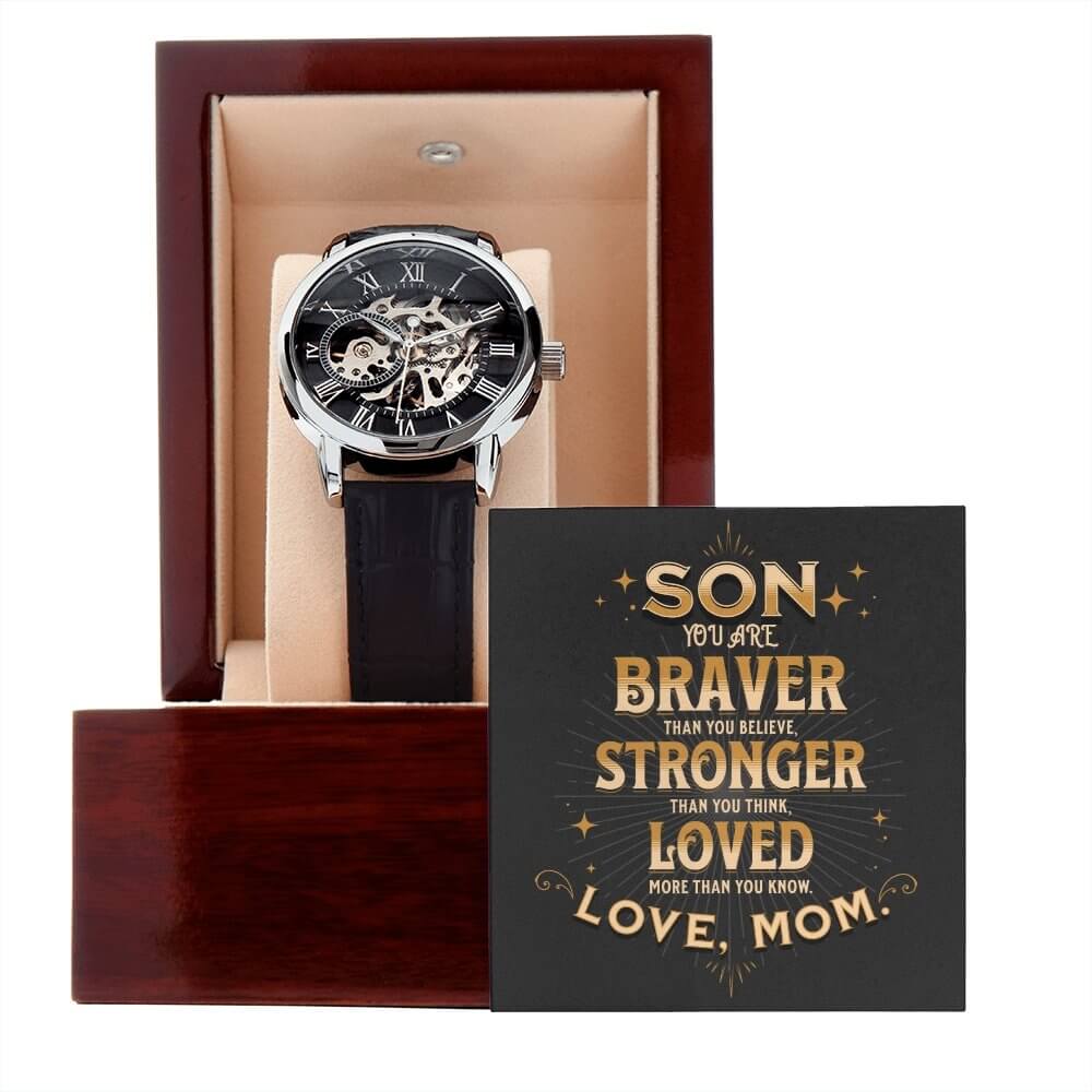 Braver Stronger Loved-Men's Openwork Watch - Shopping Therapy, LLC Men watches