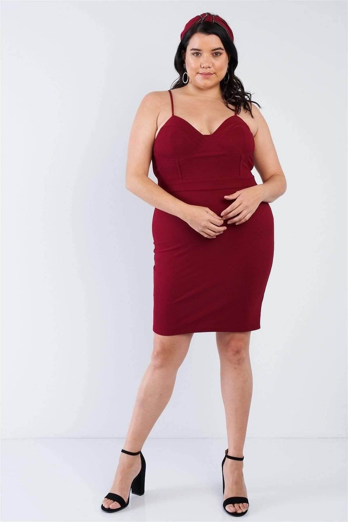 Burgundy Plus Size Spaghetti Strap Mini Dress - Shopping Therapy, LLC dress