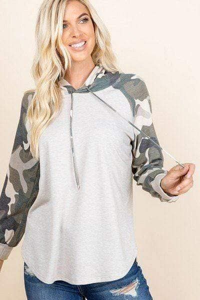 Camo Oatmeal Long Sleeve French Terry Sweatshirt - Shopping Therapy, LLC Sweatshirt