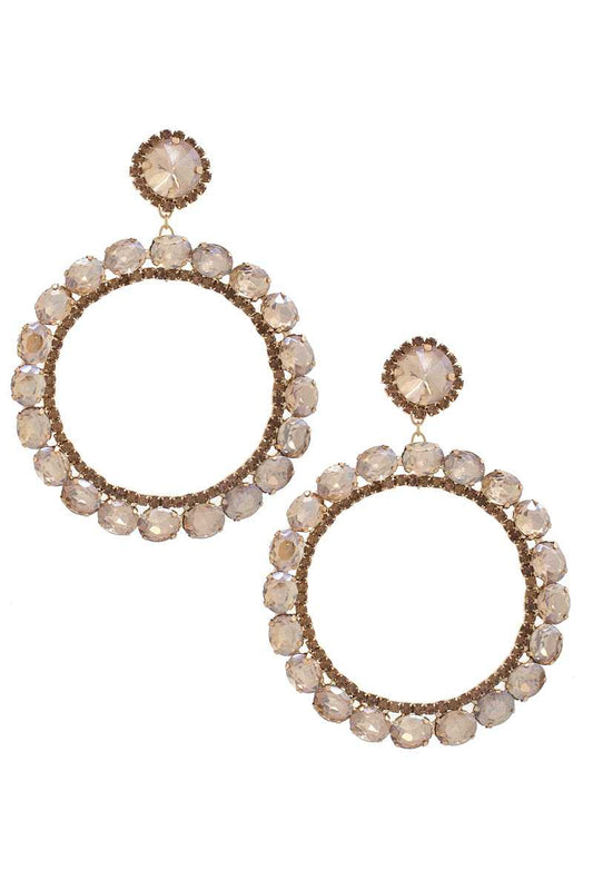 Circle Rhinestone Dangle Earring - Shopping Therapy Gold Dangle & Drop Earrings
