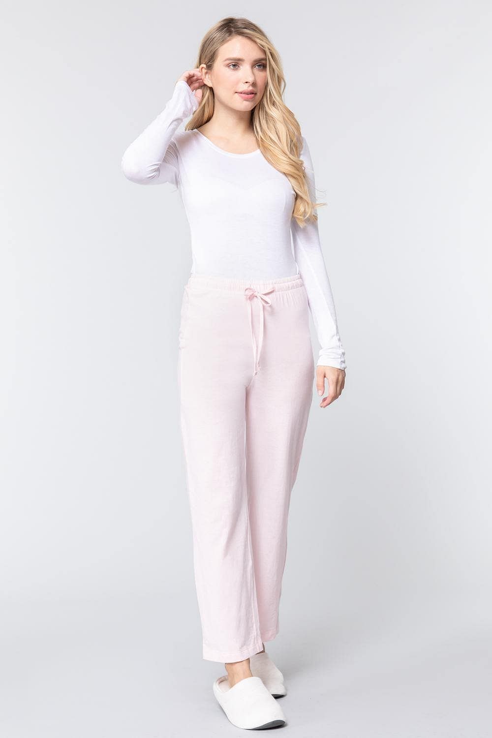 Cotton Pajama Pants-Light Pink - Shopping Therapy, LLC 