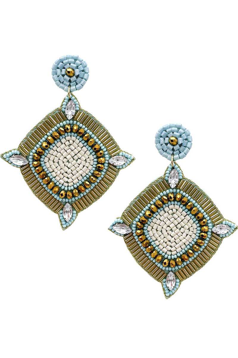 Crystal Bead Dangle Earrings - Shopping Therapy Turquoise Dangle & Drop Earrings