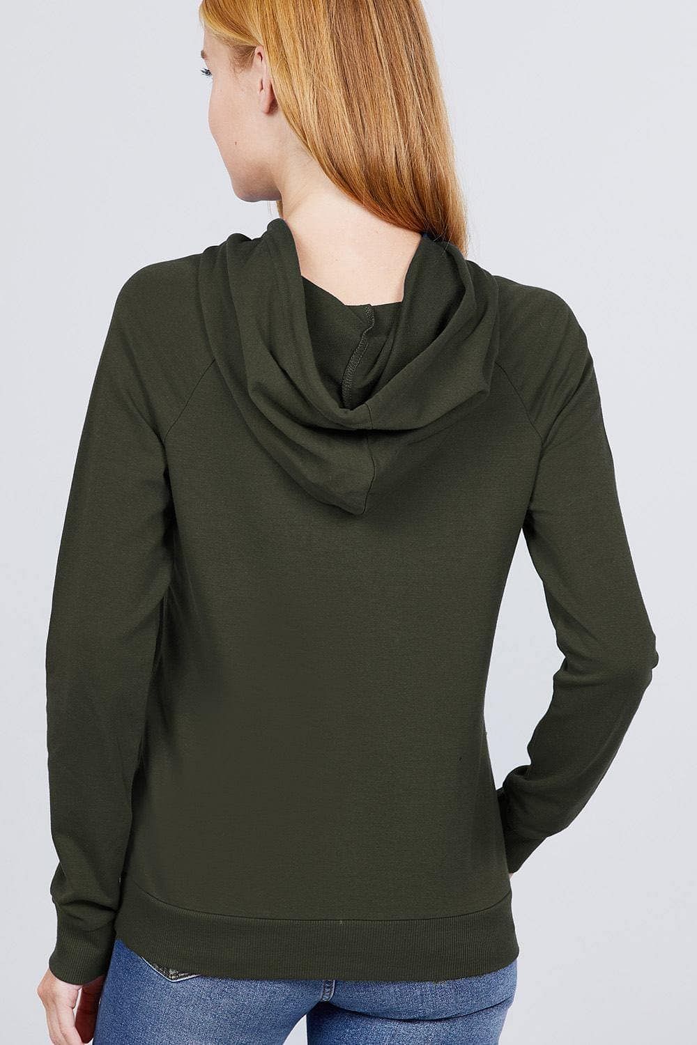 Dark Olive French Terry Long Sleeve Sweatshirt - Shopping Therapy, LLC Sweatshirt