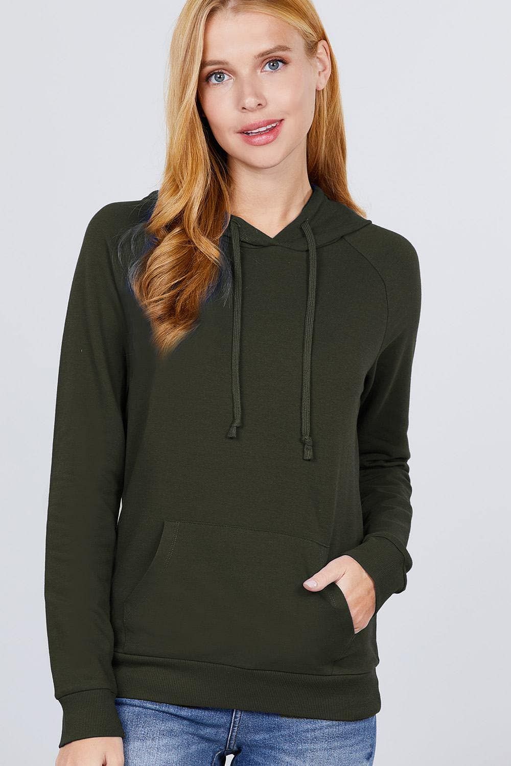 Dark Olive French Terry Long Sleeve Sweatshirt - Shopping Therapy S Sweatshirt