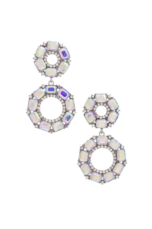 Double Circle Rhinestone Earrings - Shopping Therapy, LLC Dangle & Drop Earrings