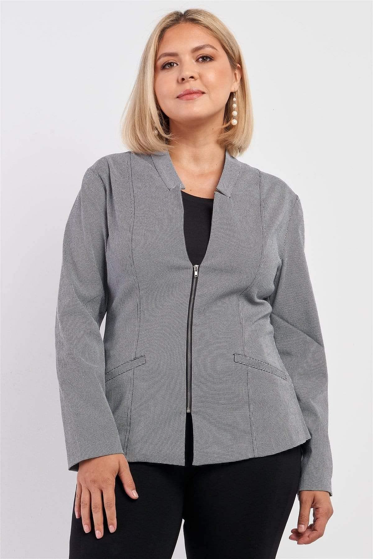 Gray Plus Size Long Sleeve Jacket - Shopping Therapy 1XL Jacket