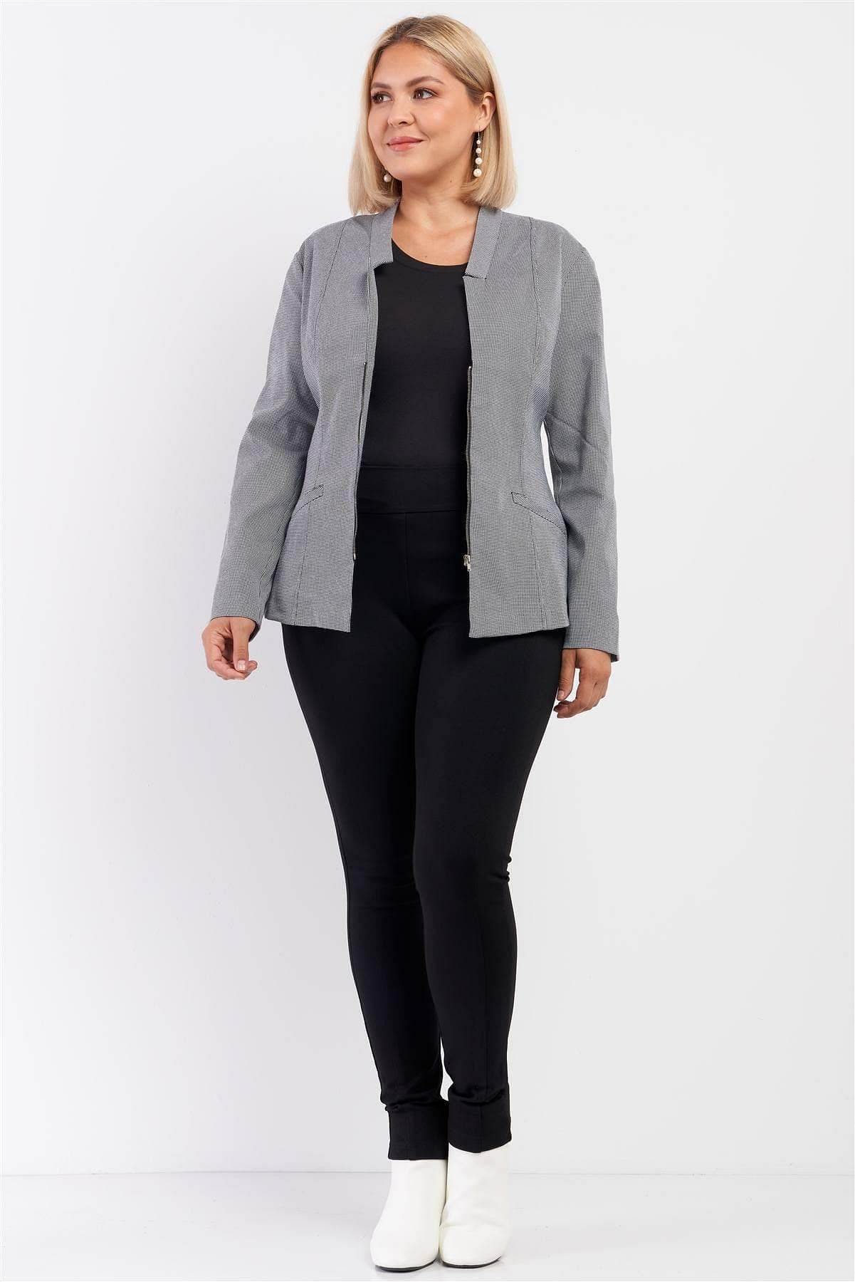 Gray Plus Size Long Sleeve Jacket - Shopping Therapy 2XL Jacket