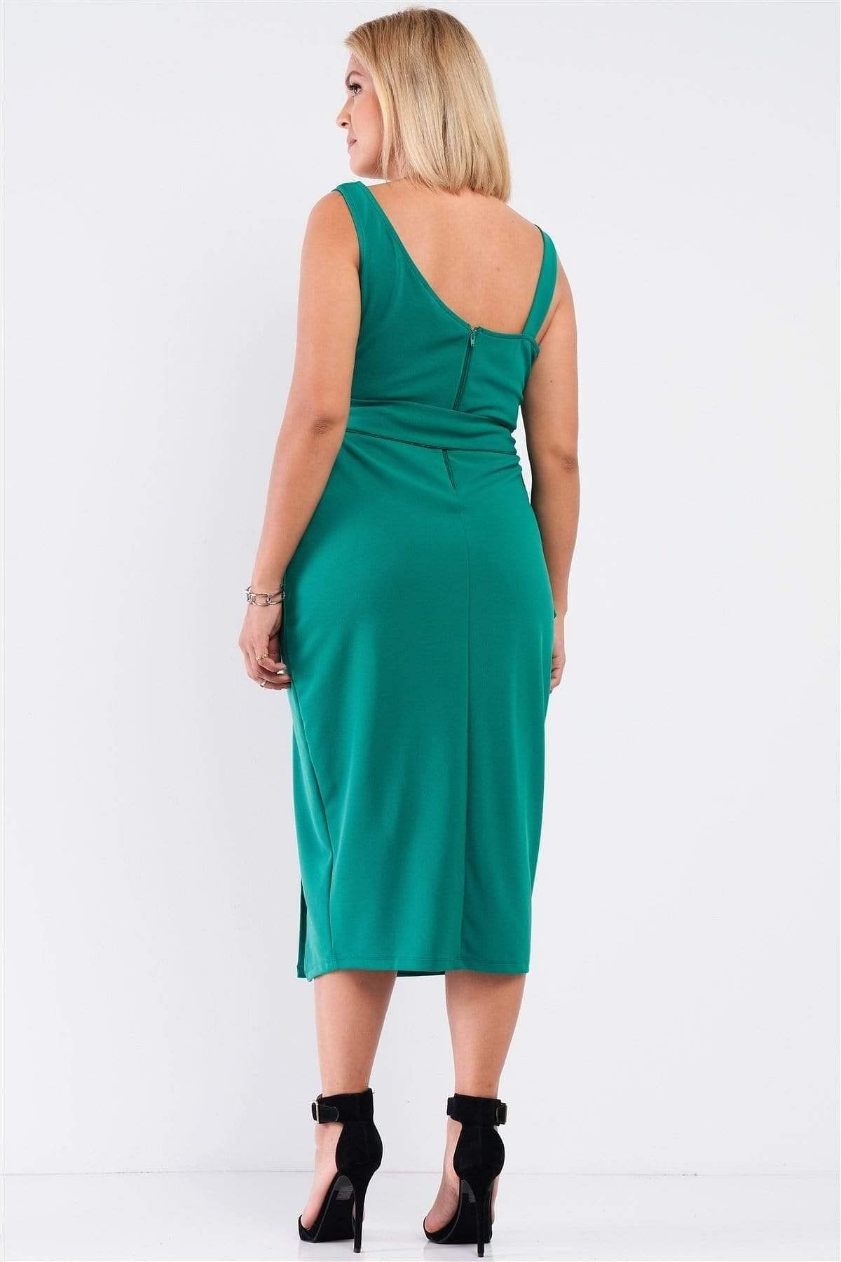 Green Plus Size Sleeveless Midi Dress