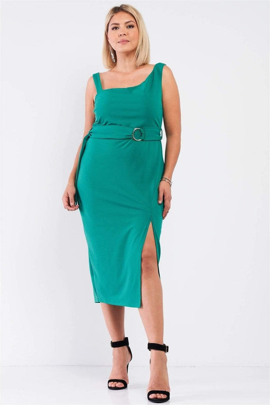 Green Plus Size Sleeveless Midi Dress - Shopping Therapy, LLC dress