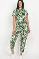 Green Short Sleeve Tie-Dye Top And Pants Set