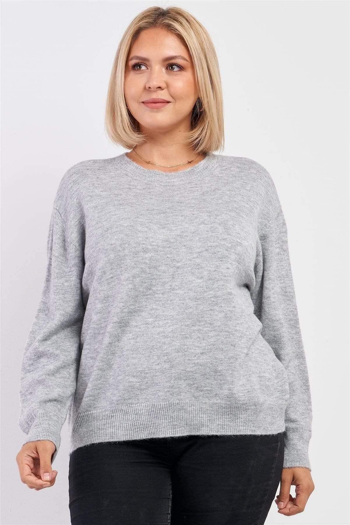 Heather Gray Plus Size Long Sleeve Sweatshirt - Shopping Therapy 1XL Shirts & Tops